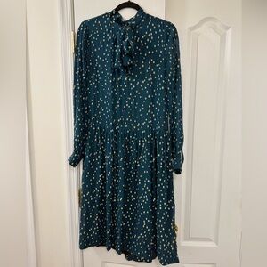 BCBG blue and gold midi dress size small